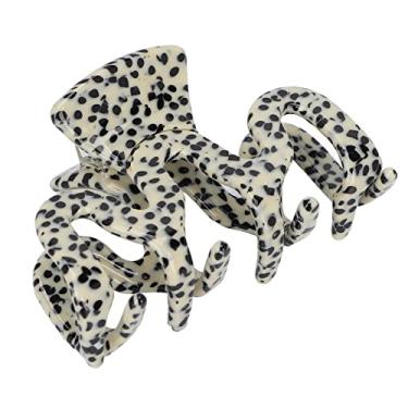 Imagem de Garra de cabelo forte, clipe de garra simples e moderno seguro, firme e resistente para maquiagem para mulheres e meninas para lavar o rosto (bege leopardo)