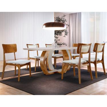 Imagem de Sala De Jantar Santorine 180cm 6 Cadeiras Viena Moderna