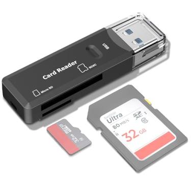 Imagem de Leitor de cartão SD, leitor de cartão de memória USB 3.0 para SD SDXC SDHC TF Micro SD MicroSDXC MicroSDHC MMC RS-MMC UHS-I UHS-II UHS-III, gravador adaptador de cartão SD TF portátil para Mac OS,