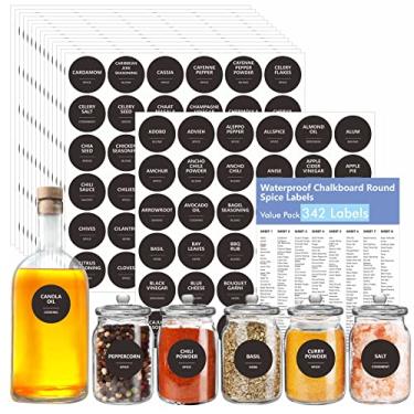 Imagem de Hebayy 342 etiquetas removíveis de especiarias, 304 sementes de ervas pré-impressas, vinagre, óleo de tempero, vinagre, 38 em branco, à prova d'água, resistente a óleo e rasgos, sem resíduos para