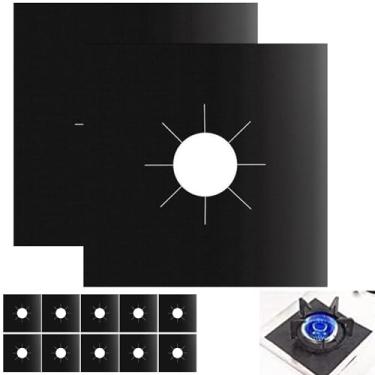 Imagem de 12 unidades cortáveis ​​de 0,1 pol de espessura tampas superiores de fogão a gás à prova de óleo antiaderente forros de fogão a gás resistentes ao calor protetor de fogão a gás reutilizável 10,63 x 10