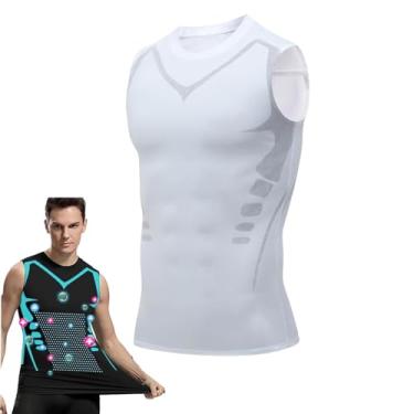 Imagem de QIAWI Ionic Shaping Vest, 2024 New Version Ionic Shaping Vest, camiseta masculina de compressão emagrecedora, colete modelador corporal, Branco, 3G