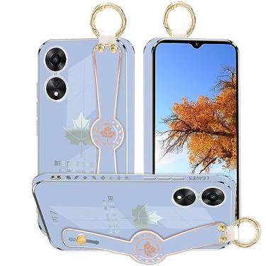 Imagem de Kainevy Capa de telefone para Oppo A78 5G capa estética de silicone à prova de choque para mulheres capa protetora para Oppo A78 capa de telefone fina com anel de pulso design padrão de folha de bordo
