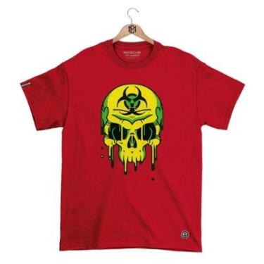 Imagem de Camiseta Mafiaclub Gola Redonda Estampa CAVEIRA RADIOATIVA Streetwear fio 30.1 Penteado...