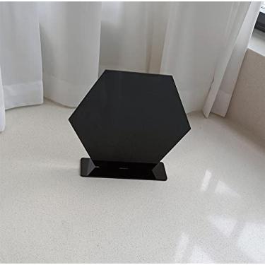 Imagem de Conjunto de 2 suportes de mesa hexagonais de acrílico em branco, decoração de loja de placas hexagonais de acrílico DIY (20 cm, preto)