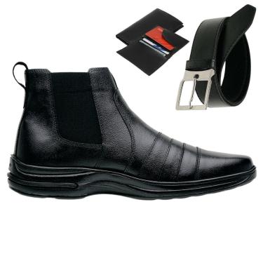 Imagem de Bota Coturno Masculino Gmm Shoes Resistente Cano Baixo Com Cinto e Carteira-Masculino