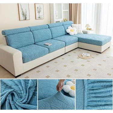 Imagem de Sofá De Estiramento Slipcover Sofá Capa Protetor De Móveis Sofá Macio Com Fundo Elástico Para Crianças, Poliéster Spandex Jacquard Tecido (D,Azul06)