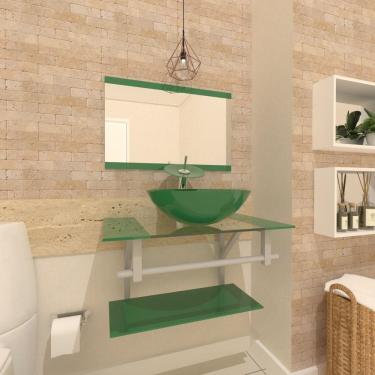 Imagem de Gabinete de Vidro 70cm Inox com Cuba Redonda Verde