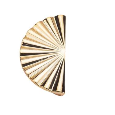 Imagem de Puxador de plástico semicircular, maçaneta superior da porta do armário, gaveta, guarda-roupa, maçanetas em forma de leque, decoração do quarto, dourado, 64mm