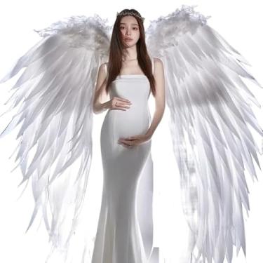 Imagem de White Feather Wing Angel Halloween Wings Model Catwalk Costume Super Wings Nightclub Performance Halloween Props