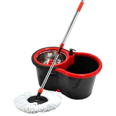 Imagem de Mop Giratório Balde Cesto Inox Limpeza Esfregão 360