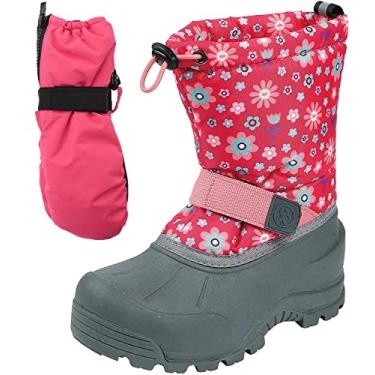 Imagem de Northside Frosty Kids – Conjunto de botas e luvas de inverno para meninos e meninas, Fuchsia/Coral, 11 Little Kid