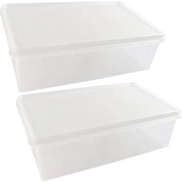 Imagem de Kit 2 Caixas Organizadoras Plásticas 3,5L Empilhável com Tampa Plasvale Multiuso