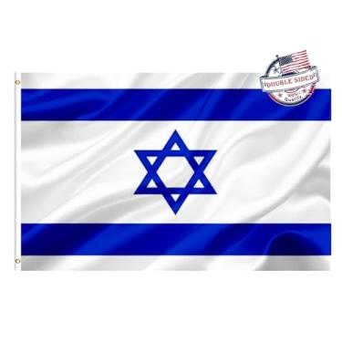 Imagem de Bandeira judaica de Israel, 7,5 x 12,5 cm, dupla face, resistente, 3 camadas, bandeiras nacionais israelenses, super duráveis, 4 fileiras, borda costurada, cabeçalho de lona com 2 argolas de latão
