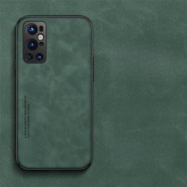 Imagem de Para Oneplus 8 9 7 Pro Capa Textura de couro Suporte magnético para carro Capa de telefone para OnePlus 9RT 7T 8T Nord 9 Pro RT Capa traseira, verde, para Oneplus 7