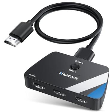 Imagem de Interruptor HDMI 4K @ 60Hz, interruptor HDMI 3 em 1, seletor de interruptor HDMI de 3 portas, suporta 4K, 3D, HDCP2.2, HDMI2.0, HDR, para Apple TV 4K, Fire Stick, HDTV, PS4, consoles de jogos, PC e mais.