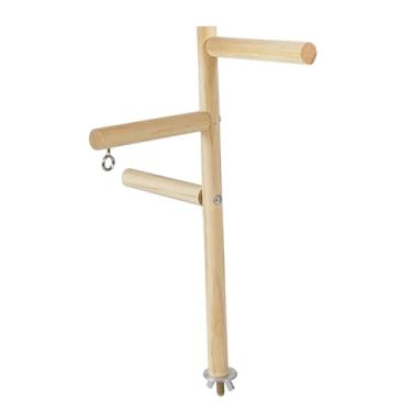 Imagem de Gralara Playground de madeira para pássaros, instalação simples, diversão garantida para calopsitas e periquitos, 3 barras