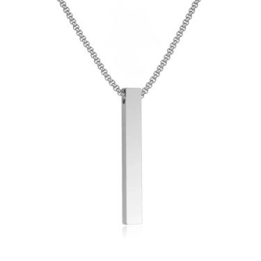 Imagem de Colar Masculino Pingente Pendulo Palito Cordão Corrente Em Aço Inox Premium (Prata)