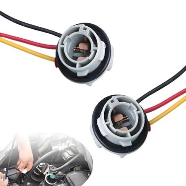 Imagem de Flygun 2 peças 1157 soquete de lâmpada LED para carro com chicote de fiação, adaptador de conector de chicote de soquete à prova d'água, suporte de soquete de lâmpada traseira de luz de freio de