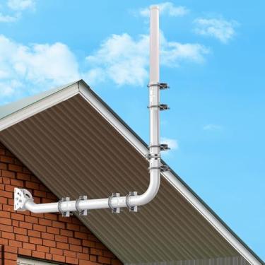 Imagem de Suporte de antena para beirais longos – compatível com Starlink, antenas de TV, extensores WiFi, estações meteorológicas, pontes sem fio – Inclui cotovelos de 90 graus, tubo de extensão, ligador,