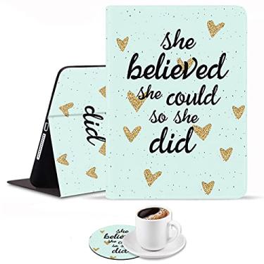 Imagem de Luasao Capa para iPad 9.7 20182017, capa para iPad AirAir 2, capa inteligente WakeSleep com suporte ajustável para Apple iPad 6ª geração - She Believed She Could So She Did com citação inspiradora