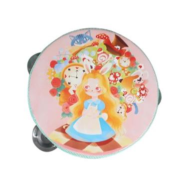 Imagem de Colaxi Pandeiros de madeira de mão, brinquedo educativo, brinquedo de aprendizagem para crianças, pandeiro de mão, sino de tambor para jogos, festa, adultos, Garota, 15cm