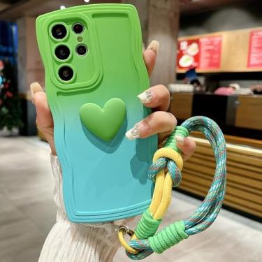 Imagem de Capa com alça de pulso gradiente em forma de coração para Samsung Galaxy S24 Ultra S23 S21 S20 FE S22 Plus Note 20 A55 A535 A25 A15 5G A05s A05,C1,Para S22