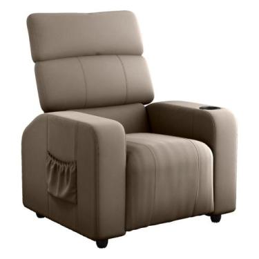 Imagem de Poltrona Reclinável para Descanso Hi Veludo Cappuccino - Mais de Casa