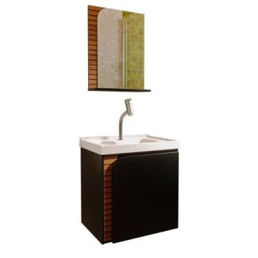 Imagem de Gabinete Banheiro Lirio com 1 porta  Espelheira e Cuba - Loja DoceLar,