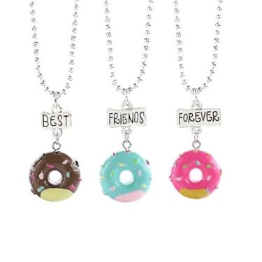 Imagem de Colar Da Amizade Rosquinha Best Friends Melhores Amigas - 3 Peças