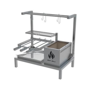 Imagem de Churrasqueira Parrilla Com Espetos - Grelha Uruguaia e Varal com Ganch