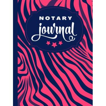Imagem de Hardcover Notary Journal: 8.5x11 Large Notarial Logbook/With 200 Numbered Pages - Two Record Logs Per Page / 400 Records/Ledger Book Gift For Signing Agents/Hot Pink Purple - Zebra Animal Print