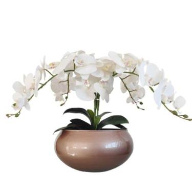 Imagem de Arranjo De Mesa 4 orquídeas Artificial No Vaso Cobre - La Caza Store