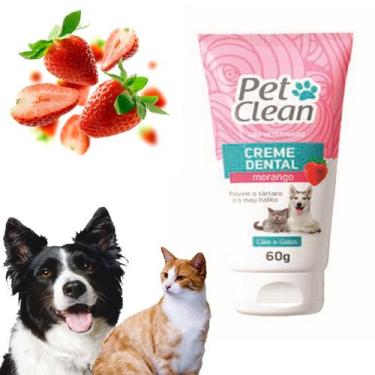 Imagem de Creme Dental Pasta de Dente Pet Clean 60g Cães Gatos Oferta, Morango