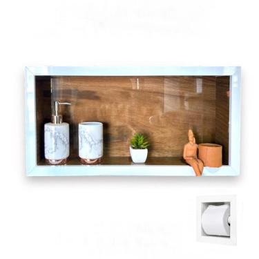 Imagem de Kit Nicho de Banheiro + PortaPapel Higiênico Em Porcelanato 60x30x10cm