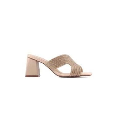 Imagem de Tamanco Bebecê Strass Salto Alto T6069-722 Bege-Feminino