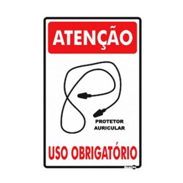 Imagem de Placa de Sinalização ATENÇÃO USO OBRIGATÓRIO PROTETOR AURICULAR PS240 