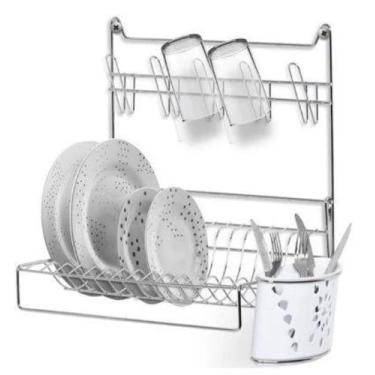 Imagem de Escorredor / secador parede master c/ porta copo/talher branco - nique