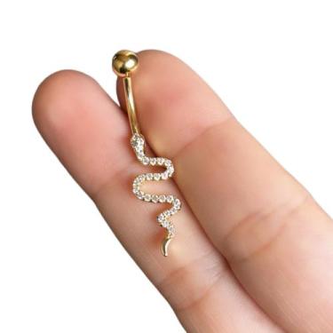 Imagem de Piercing Umbigo Cobra Serpente Aço Cirúrgico Com Pedra Zircônia - Rara