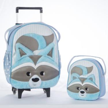 Imagem de Kit Mochila De Carrinho Infantil Bichinho G + Lancheira - Suporte Lanc
