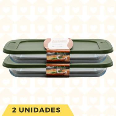 Imagem de Kit 2Un Assadeira Forma Vidro 3L Grande Forno Doces Assados - CasaVita