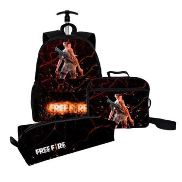 Imagem de Kit Mochila Bolsa Escolar Infantil Com Rodinha Carrinho + Lancheira Té