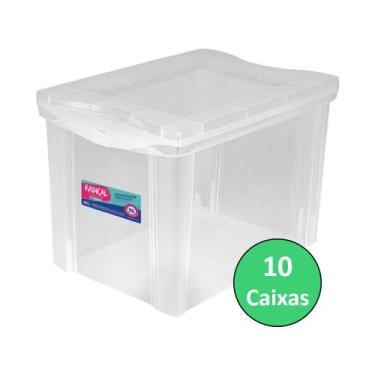 Imagem de 10 Caixa Organizadora Decorativa 30L Com Trava Transparente - Ordene