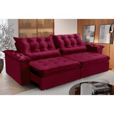 Imagem de Sofá 4 Lugares LISBOA 2,60 Metros VINHO Retrátil Reclinável com molas 