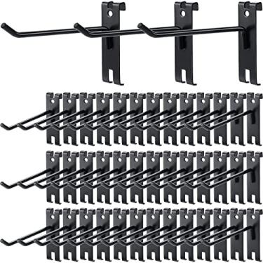 Imagem de Chumia 50 peças de ganchos de grade de 15 cm ganchos de grade de grade de parede pretos para painéis de parede de grade de varejo loja exposição exposição casa escritório garagem suprimentos de armazenamento