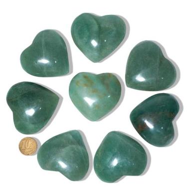 Imagem de 03 Coração Quartzo Verde Pedra Natural 50 a 60mm Classe C - Cristaisde