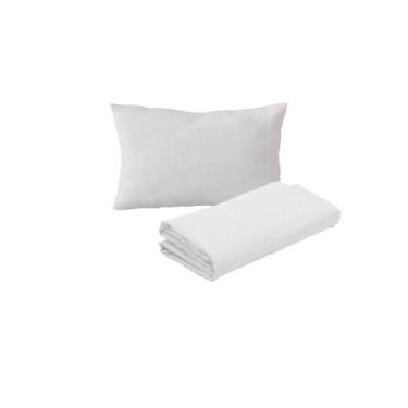 Imagem de Kit 2 Lençóis Berço Desmontável e 2 Fronhas Malha 100% Algodão Branco 