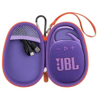 Imagem de Capa de substituição para alto-falante compatível com JBL Clip 5/Clip 4, bolsa protetora de armazenamento para alto-falantes Bluetooth serve apenas para carregador e cabo USB (roxo)