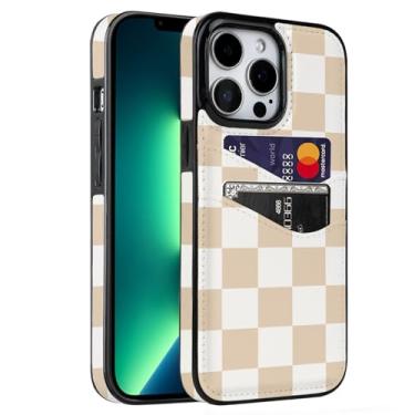 Imagem de Obbii Capa para iPhone 13 Pro Max de 6,7 polegadas com porta-cartões de couro macio capa protetora à prova de choque rígida para mulheres e homens (tabuleiro de damas)