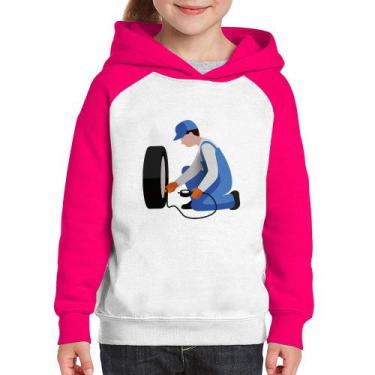 Imagem de Moletom Infantil Borracharia - Foca na Moda, Branco, Rosa, 4